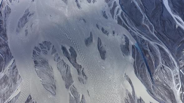 Aerial Drone View of Glacial River System of Iceland. Climate Change Concept alt