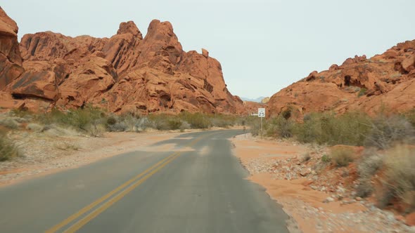 Road Trip Driving Auto in Valley of Fire Las Vegas Nevada USA