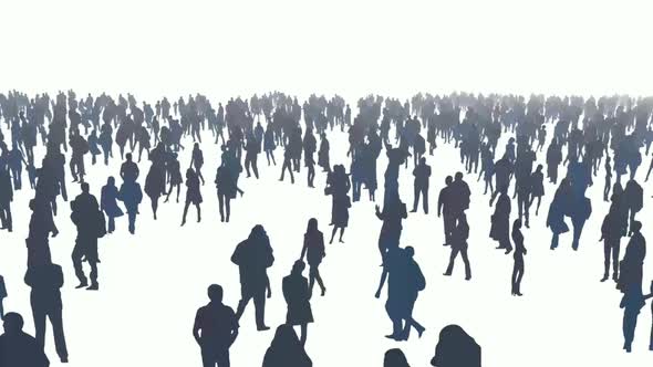 coming from up high in the white sky to massive people crowd