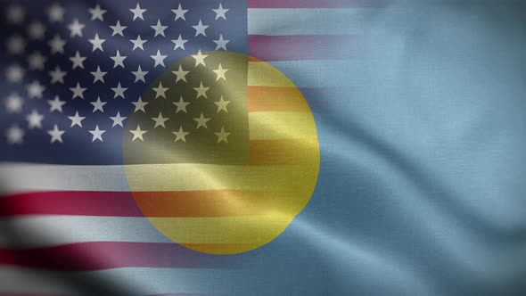 USA Palau Flag Loop Background 4K