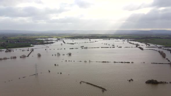 Flooding in the UK Showing Large Areas of the Countryside Flooded in the Winter alt