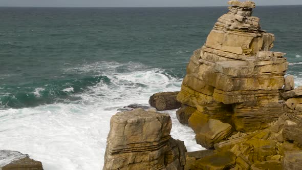 Ocean Waves Hitting Rocks