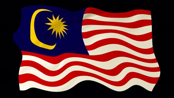 Malaysia Flag Wave Motion Black Background