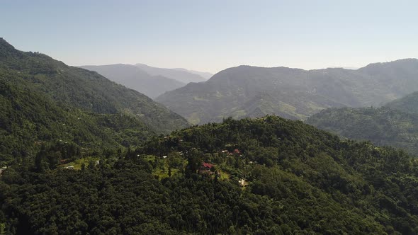 Yuksom village in Sikkim state in India seen from the sky alt