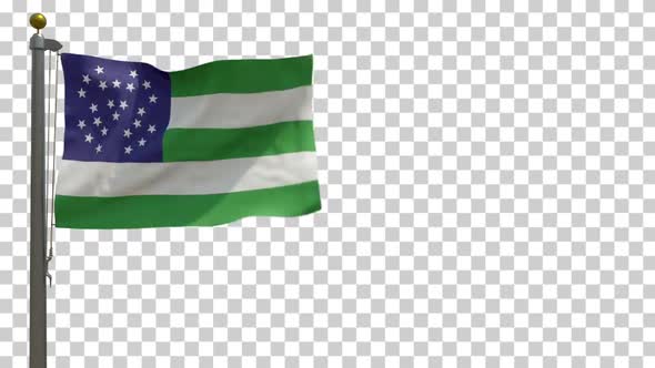NYPD Flag / New York City Police Department Flag (American Flag) on Flagpole with Alpha Channel - 4K alt