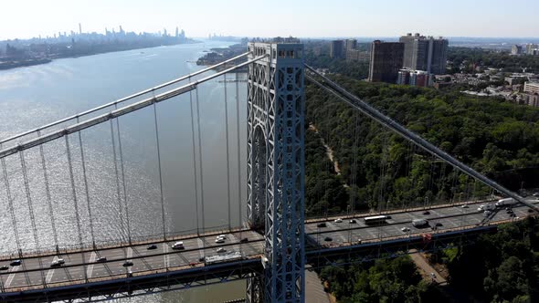 Aerial View of George Washington Bridge in Fort Lee, New Jersey. alt
