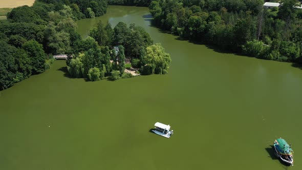Island of Love Sofia Park Gazebo on the Island Uman Ukraine Aerial View alt