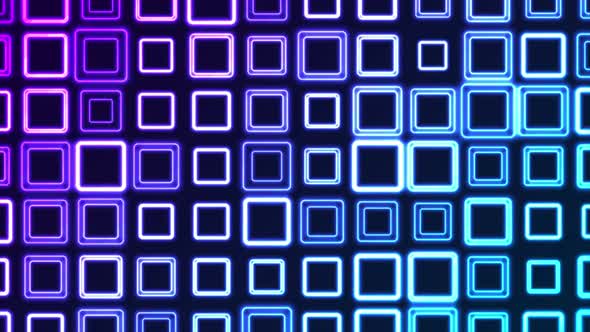 Bright Flicker Of Neon Geometric Squares