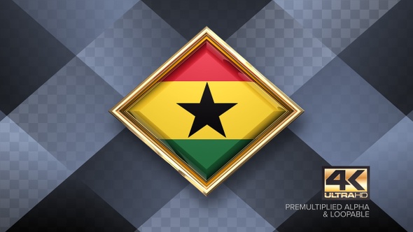 Ghana Flag Rotating Badge 4K Looping with Transparent Background