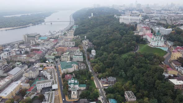 Cityscape of Kyiv, Ukraine. Aerial View, Slow Motion alt