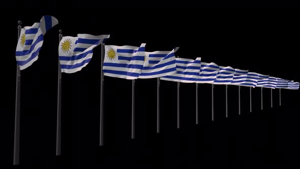 Row Of Uruguay Flags With Alpha 2K  alt