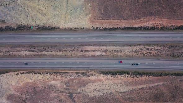 Drone View of Road with Traffic Near Moab
