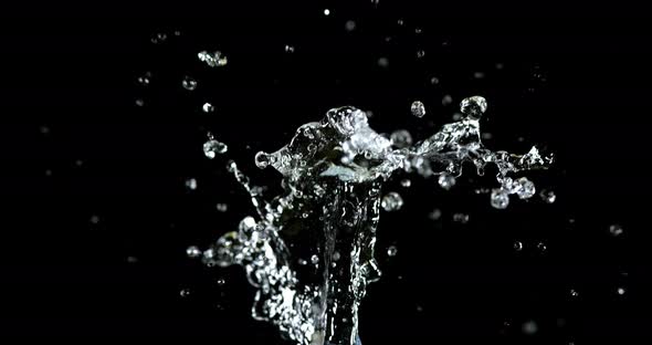 Water Exploding and Splashing against Black Background, Slow motion 4K alt