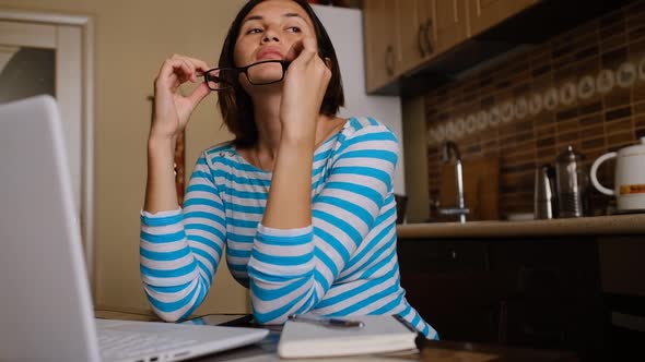 Female Freelancer Have Break at Online Work alt