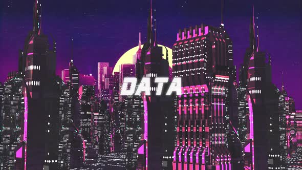 Retro Cyber City Background Data alt