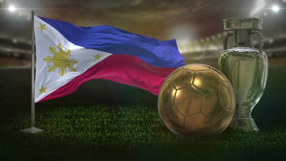 Philippines Flag With Football And Cup Background Loop alt