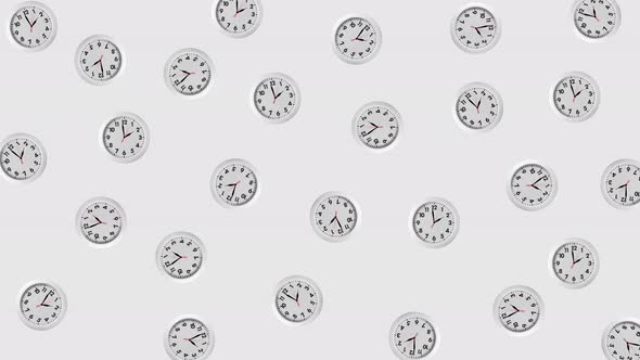 White Wall Clocks Wiggle On White and Gray Background 