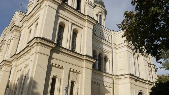 VIDIN, BULGARIA - OCTOBER 10, 2017 Tilting on St. Martyr Dimitar Eastern orthodox church building