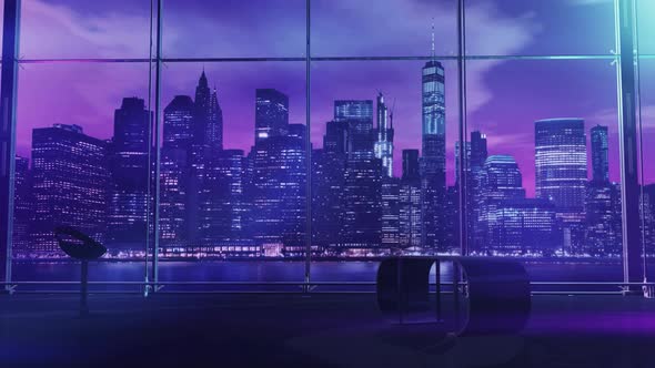 Blue Background With Night City 4K alt