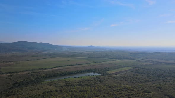 Panorama of countryside at wonderful springtime landscape in mountains rural scenery alt