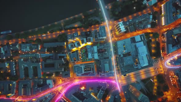 Top Down Hyper Lapse Footage of Traffic in Urban Borough at Night alt