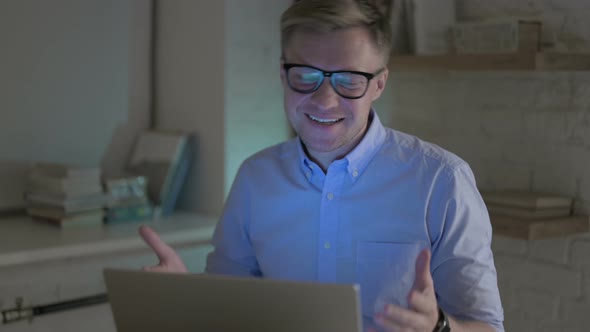 Businessman Video Calling While At Work alt