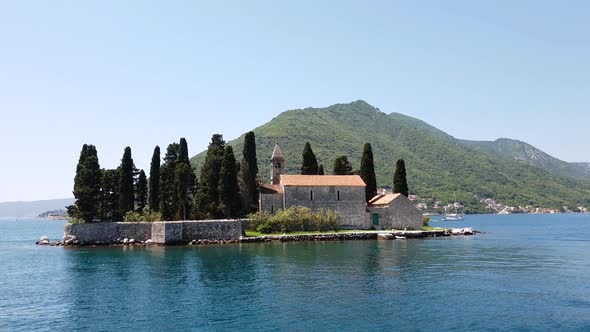 Natural Islet with Saint George Benedictine Monastery. Kotor Bay. Montenegro