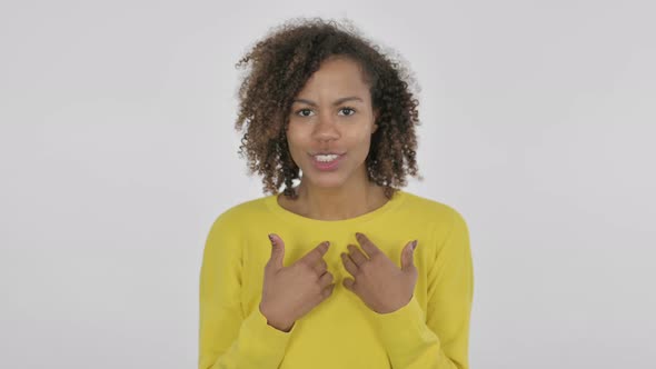 Video Chat By Young African Woman on White Background alt