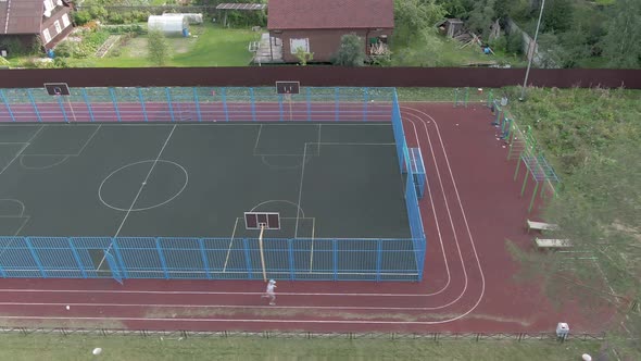Empty Football Field Aerial View