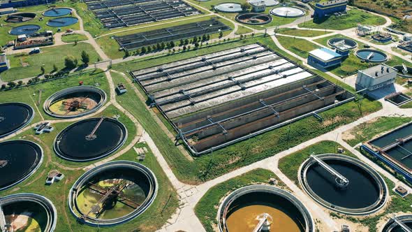 Top View of a Wastewater Treatment Complex. Aerial View of Waste Water ...