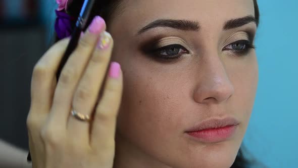 Makeup Artist Applying Visage to the Model