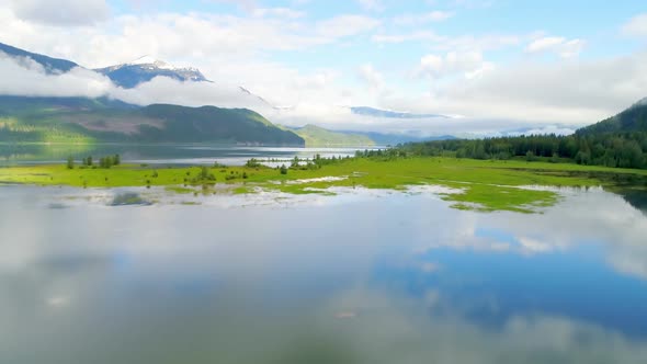 Lake in countryside 4k alt