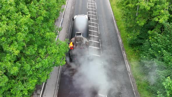 Micro Asphalt Road Resurfacing Process Aerial View alt