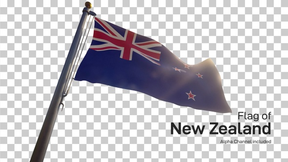 New Zealand Flag on a Flagpole with Alpha-Channel alt