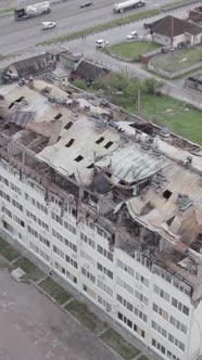 Vertical Video of a House That Was Damaged During the War in Ukraine alt