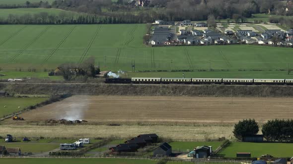 Steam Train, Gloucestershire Warwickshire Heritage Railway Historic UK Aerial View
