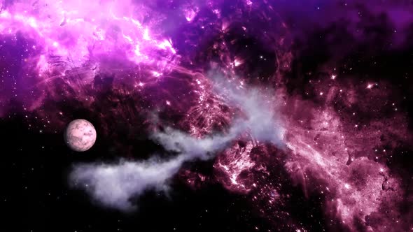 Space Travel into Beautiful Space Gas Formations and Star Clusters