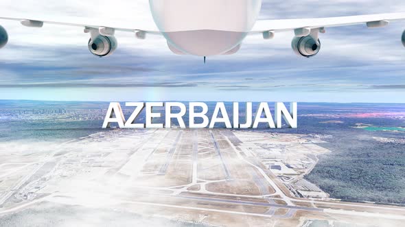 Commercial Airplane Over Clouds Arriving Country Azerbaijan alt
