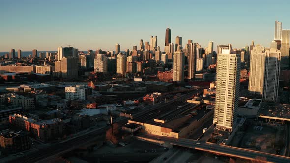 Looking into downtown Chicago Illinois from the south end 4K UHD