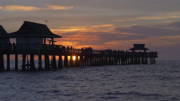 Naples Beach and Fishing Pier at Sunset