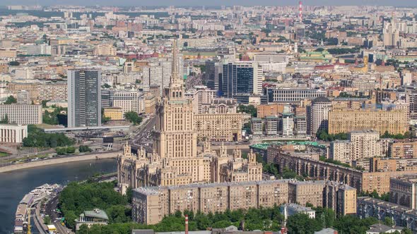 Panoramic View of the Building From the Roof of Moscow International Business Center Timelapse alt