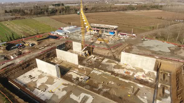 Aerial View Crane Construction 4K alt