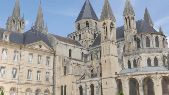 The Mens Abbey William the Conquerer church by the day 4k 3840X2160 slow tilt UltraHD footage - Abba alt