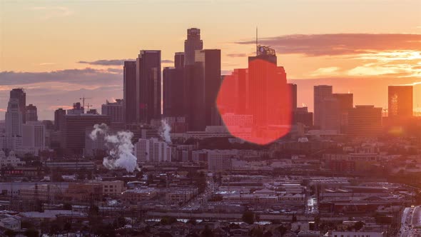 Downtown Los Angeles Skyline After Rain Sunset alt
