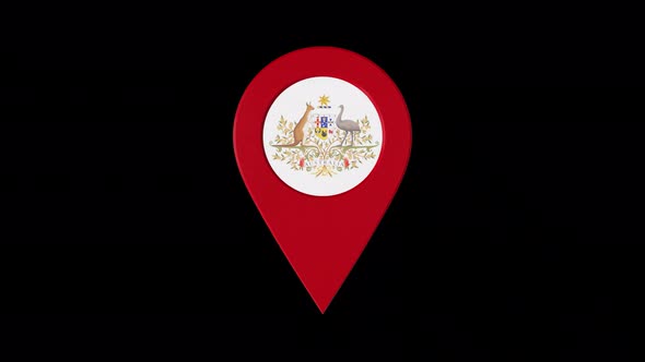3D Rotating Pin Icon Animation With Australia Coat Of Arms Alpha Channel 4K alt