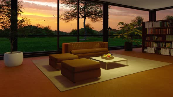 Modern Living Room With Nature View