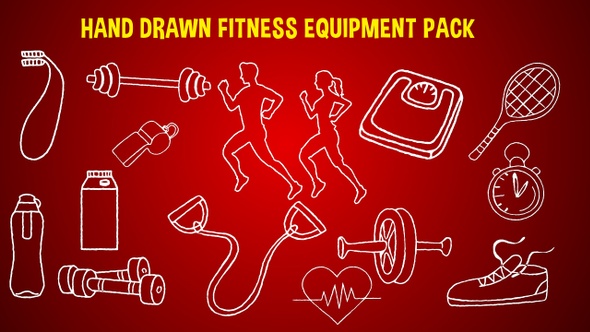 Hand Drawn Fitness Equipment Pack