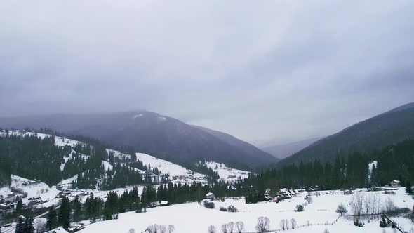 Gloomy Dark Winter Weather in the Mountains