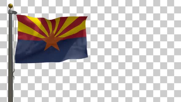 Arizona State Flag on a Flagpole with Alpha Channel - 4K alt