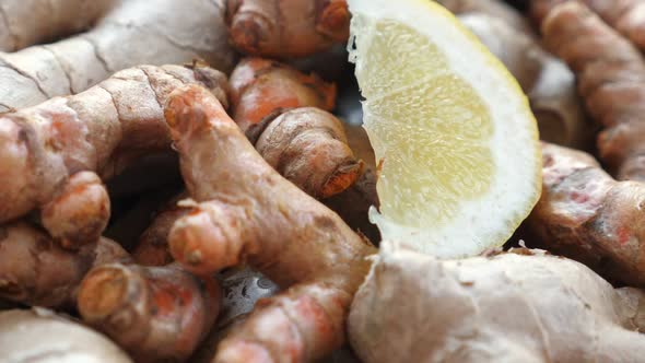 Natural Immunity Boosters  Roots of Ginger and Turmeric with Lemon Alternative Medicine alt